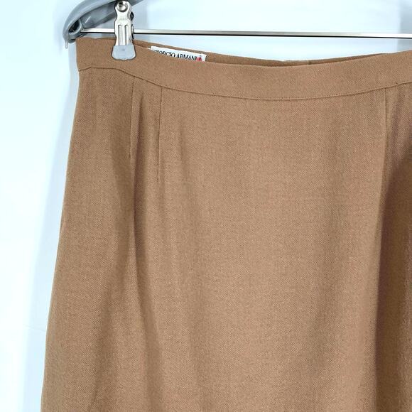 Giorgio Armani 100% Wool Brown Pencil Skirt Size 12 Made In Italy - Picture 4 of 9